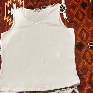 Alia Ribbed White Tank Top